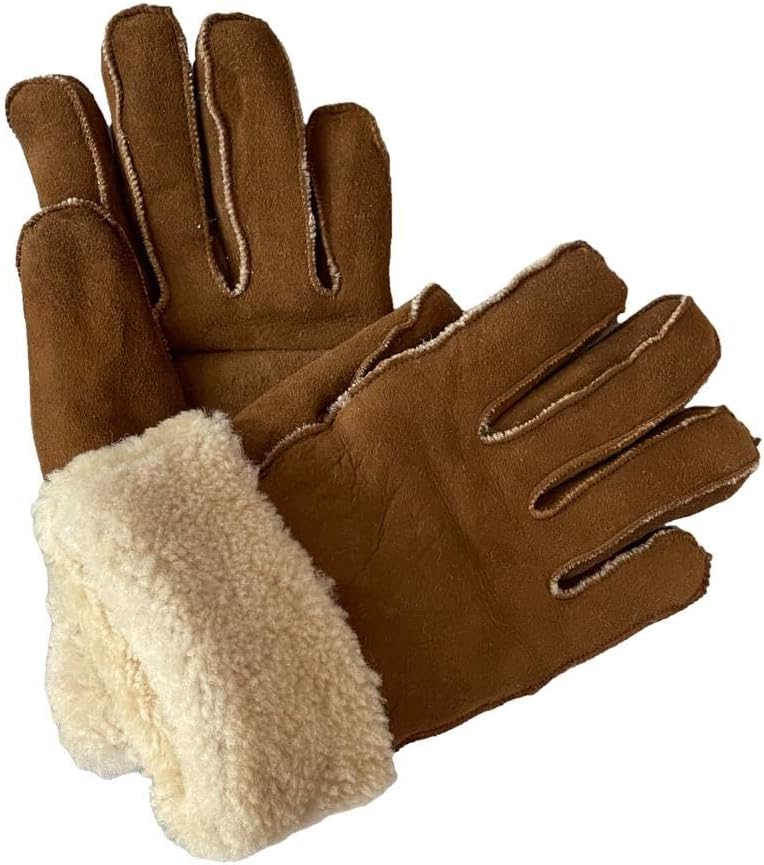 Lukkizara Leather Gloves for Mens Women Shearling Sheepskin Fu Winter Warm Gloves S-2XL