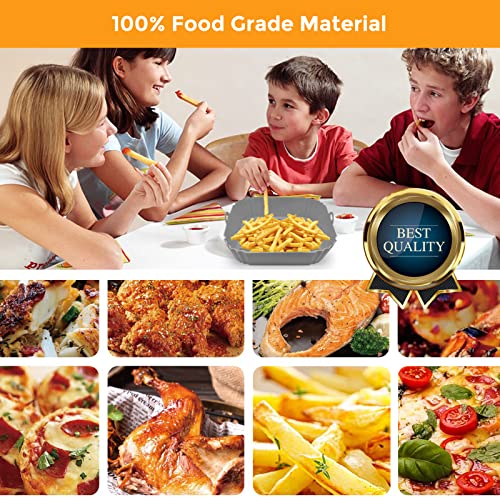 Image of Silicone Air Fryer Liners, 8'' Square 4 to 7 QT Reusable Heat Resistant Food Grade Airfryer Silicone Liners Inserts Baskets Bowl Accessories for COSORI Instant Vortex CHEFMAN Air Fryer Oven Microwave