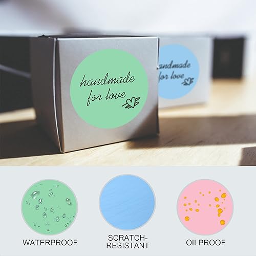 Miniatura 4 de Misofuki Etiquetas adhesivas térmicas directas de círculo amarillo de 2 pulgadas, 750 unidades, compatibles con cebra, rollo, MUNBYN, etiquetas