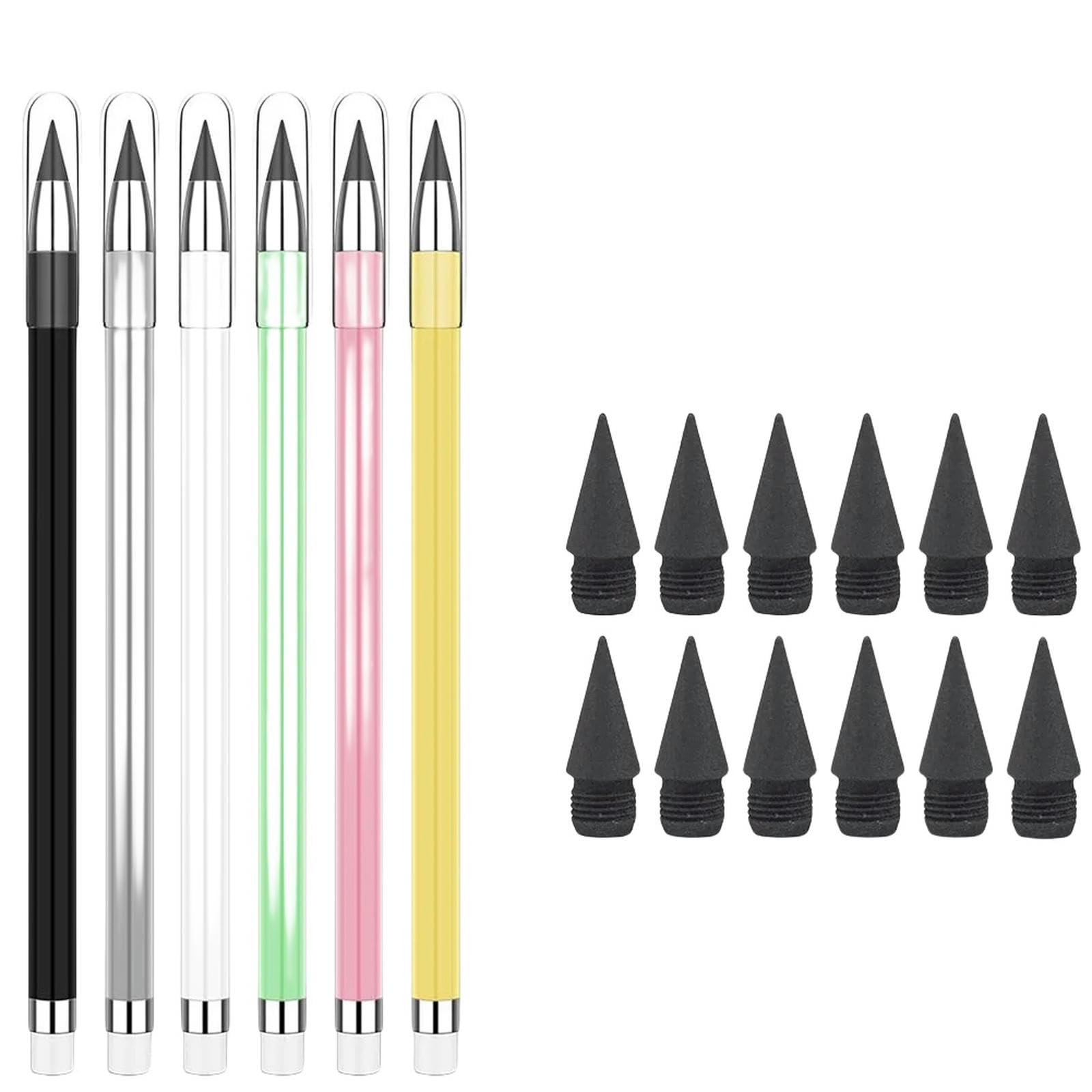 Ołówek do szkoły Opakowanie 6, 12 lub 18 ołówków bezatramentowych z wymiennymi końcówkami do pisania i rysowania(6 Pen and 12Pcs Nib)