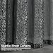 Silver Black Sheer Curtains for Bedroom - Metallic Silver Sparkle Curtains 63 Inch Length, Rod Pocket Shiny Sheer Window Curtains, Privacy Glam Sheer Curtains with Sparkles, 52 x 63 Inch, 2 Pcs, Black