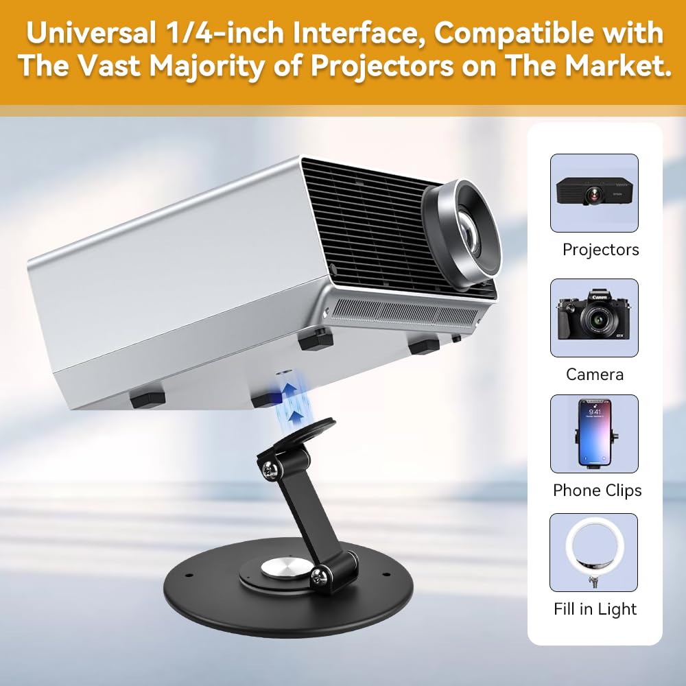 Support De Table Projecteur De Projecteur Bureau Pivotant À 360° avec Filetage 1/4" Support Projecteur Epson Benq, Yaber Mini Lit Ou Canapé