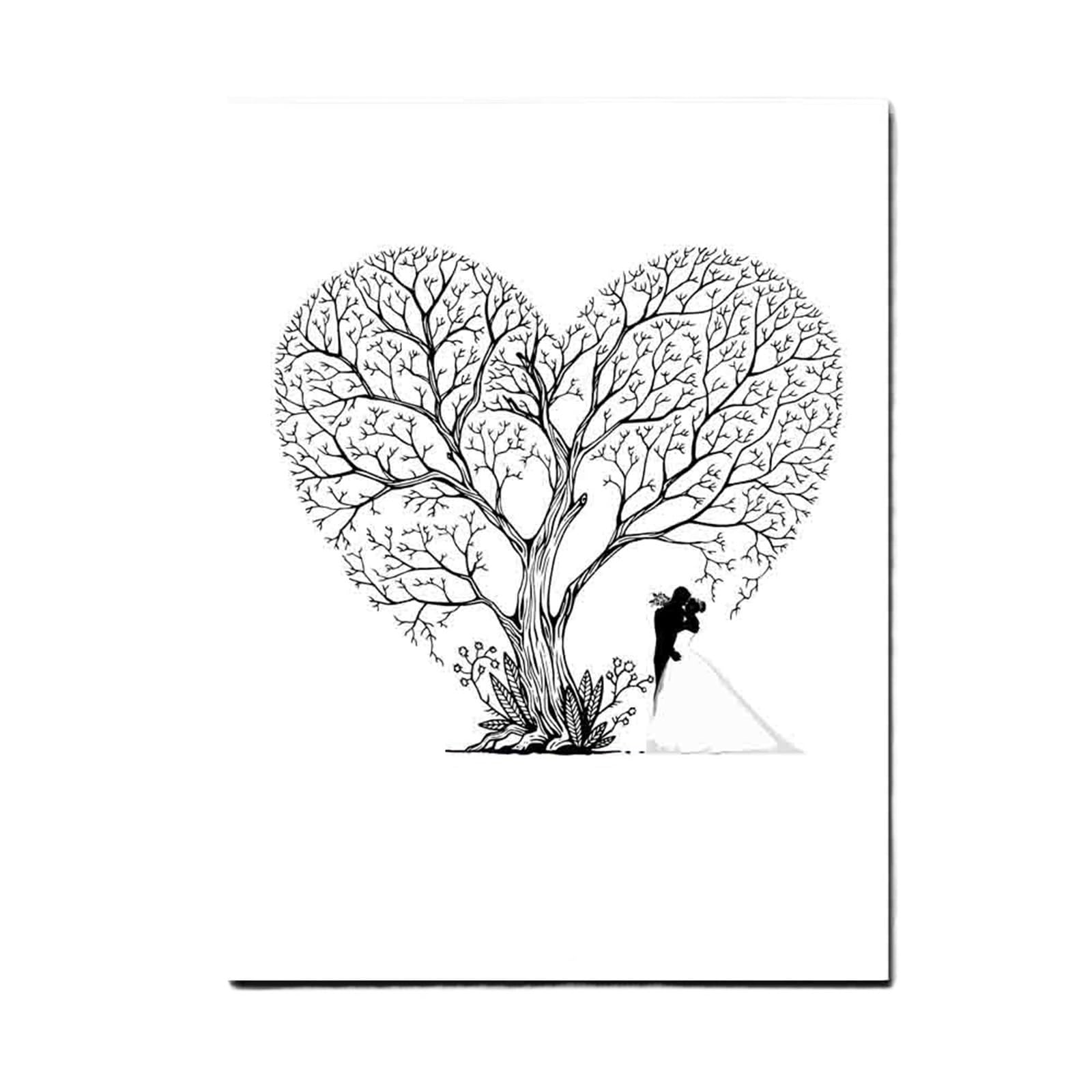 Arbre à Empreintes de Mariage Arbre à Empreintes digitales d'amant, Bricolage, Signature d'invité, Peinture sur Toile for Mariage, événements d'anniversaire, décor de fête(T1CP012)