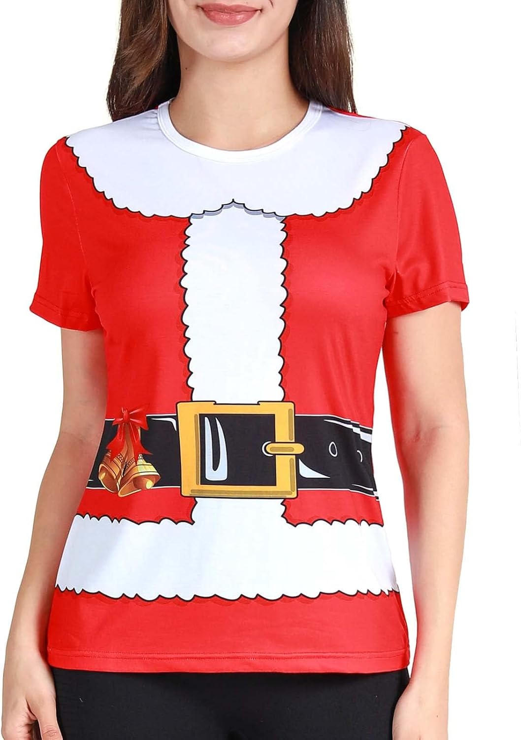 Funny World Women's Christmas T-Shirts Graphic Short Sleeve Party Costume