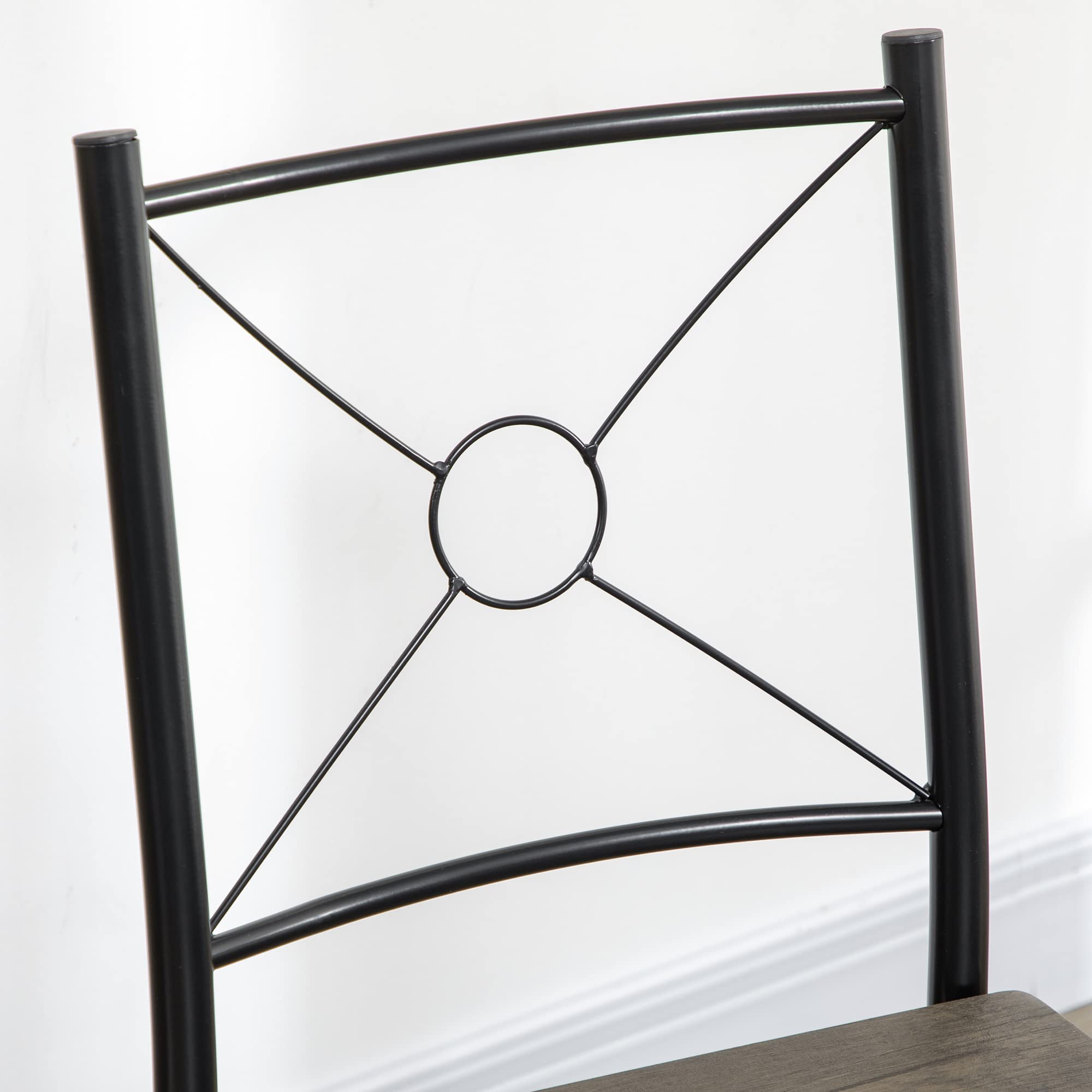 HOMCOM Tavolo da Pranzo con 4 Sedie, Set 5 Pezzi in MDF e Metallo per Sala da Pranzo, Cucina, Bar e Soggiorno, Marrone e Nero