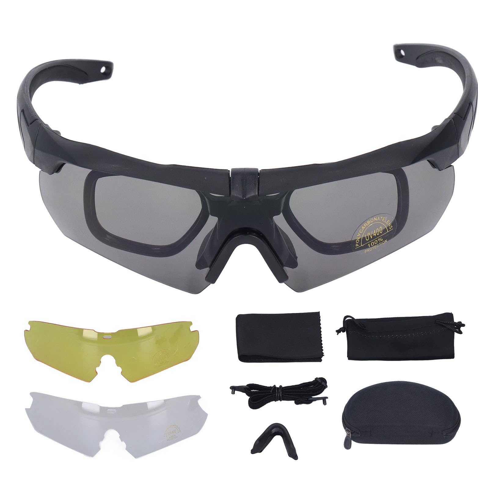 Febuliy Airsoft Goggles,Eye Protection For Shooting,Impact Goggles Outdoor Cycling Sports Glasses with Transparent Yellow Interchangeable Lenses