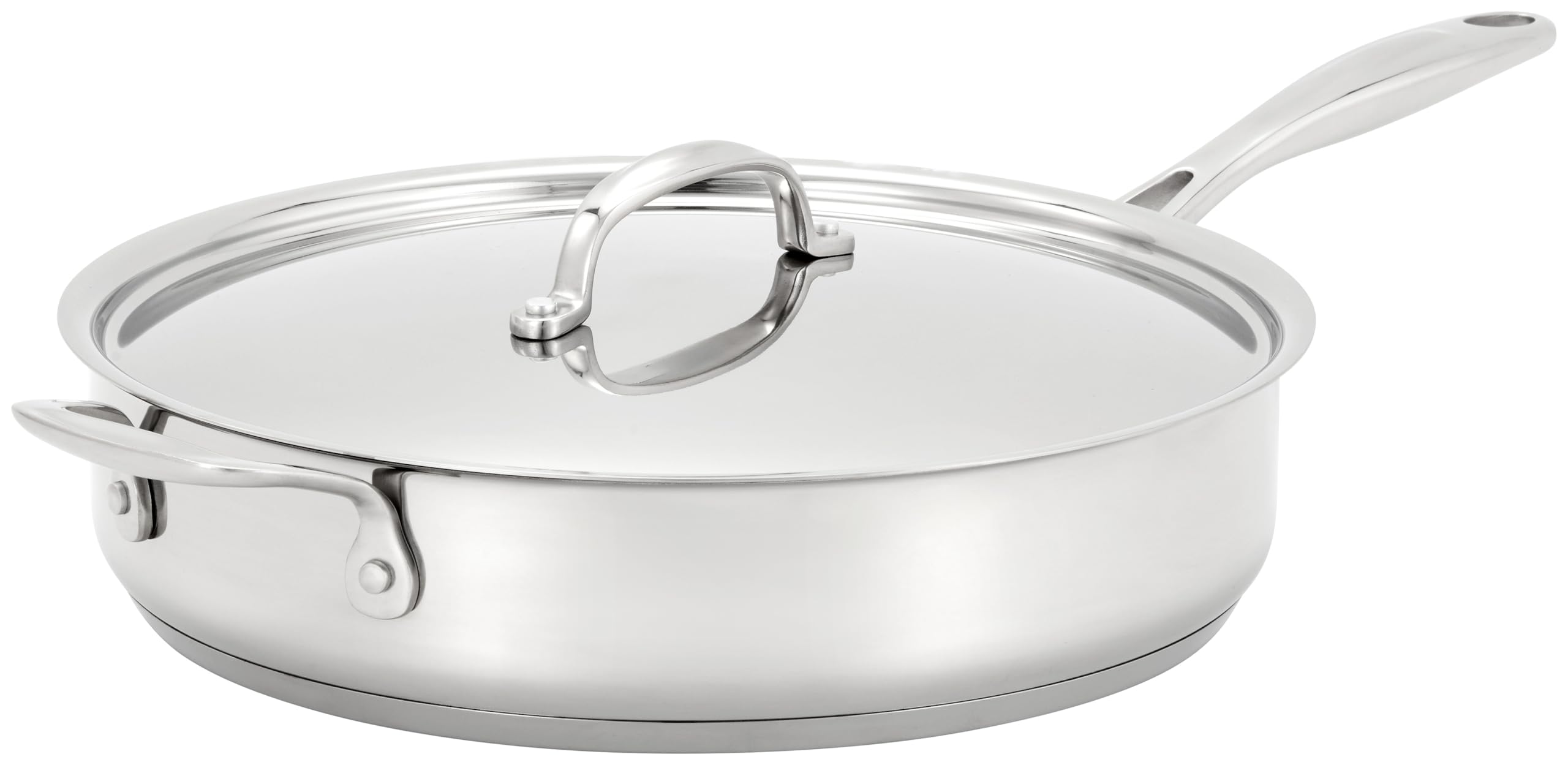 Stellar Saute - Padella antiaderente con manico alto 28 cm, in acciaio INOX, colore: argento, 28 cm