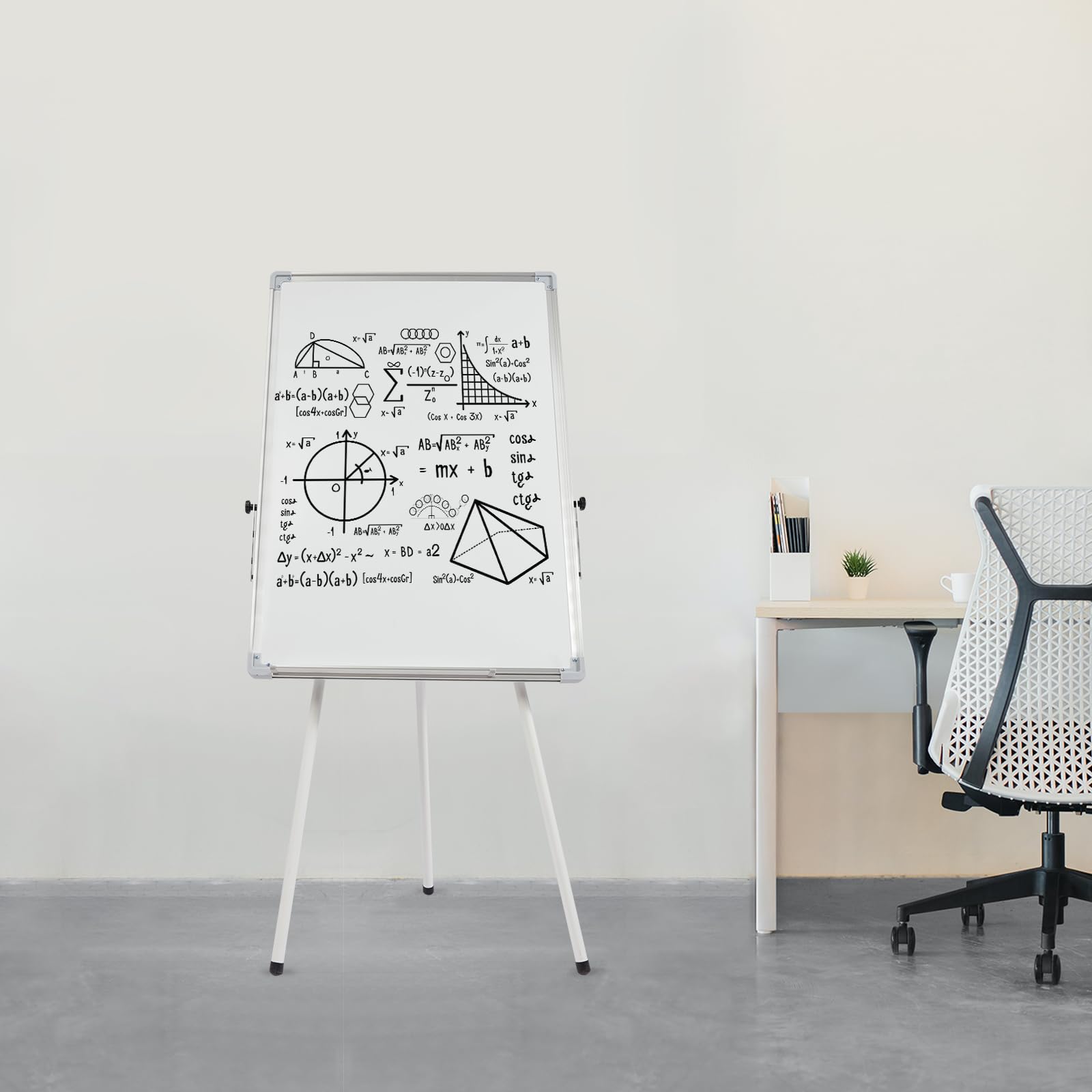 Pizarra blanca de altura ajustable, magnética, moderna, para oficina, con soporte, soporte para partituras con trípode para casa y escuela, blanco, hierro y aleación de aluminio, 61 x 91,4 cm