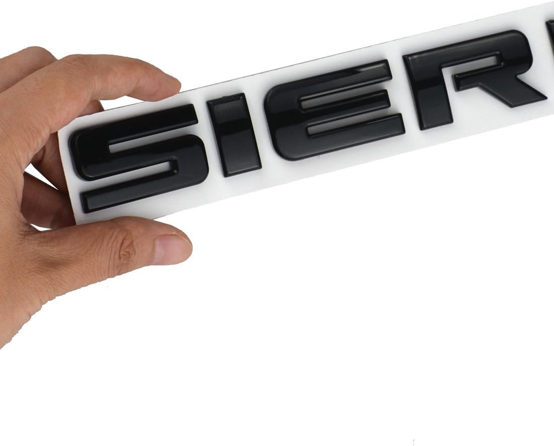 Aimoll 2pcs Sierra Nameplate Letter Emblem 3D Badge Glossy Replacement for Sierra (Black)