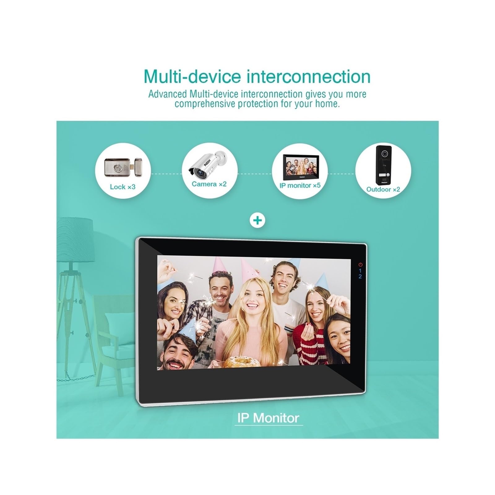 Videoportero WiFi, TUYA videoportero timbre intercomunicador 7 pulgadas 1080P Monitor de pantalla táctil con aplicación de cámara con cable/desbloqueo de tarjeta deslizante para seguridad del hogar(1M