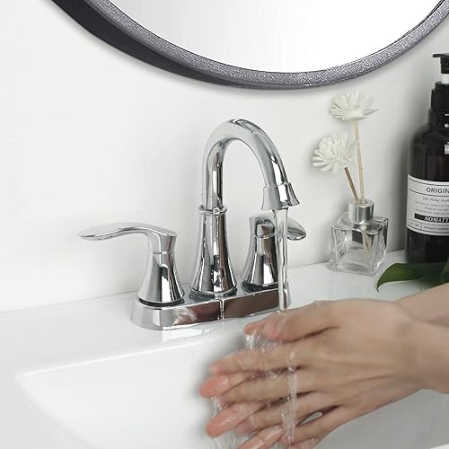 Miniatura 4 de SOLVEX SP-40007 - Grifo de baño de 2 asas juego central de 4 pulgadas grifo de baño de 3 agujeros grifo mezclador de lavabo con mango de palanca