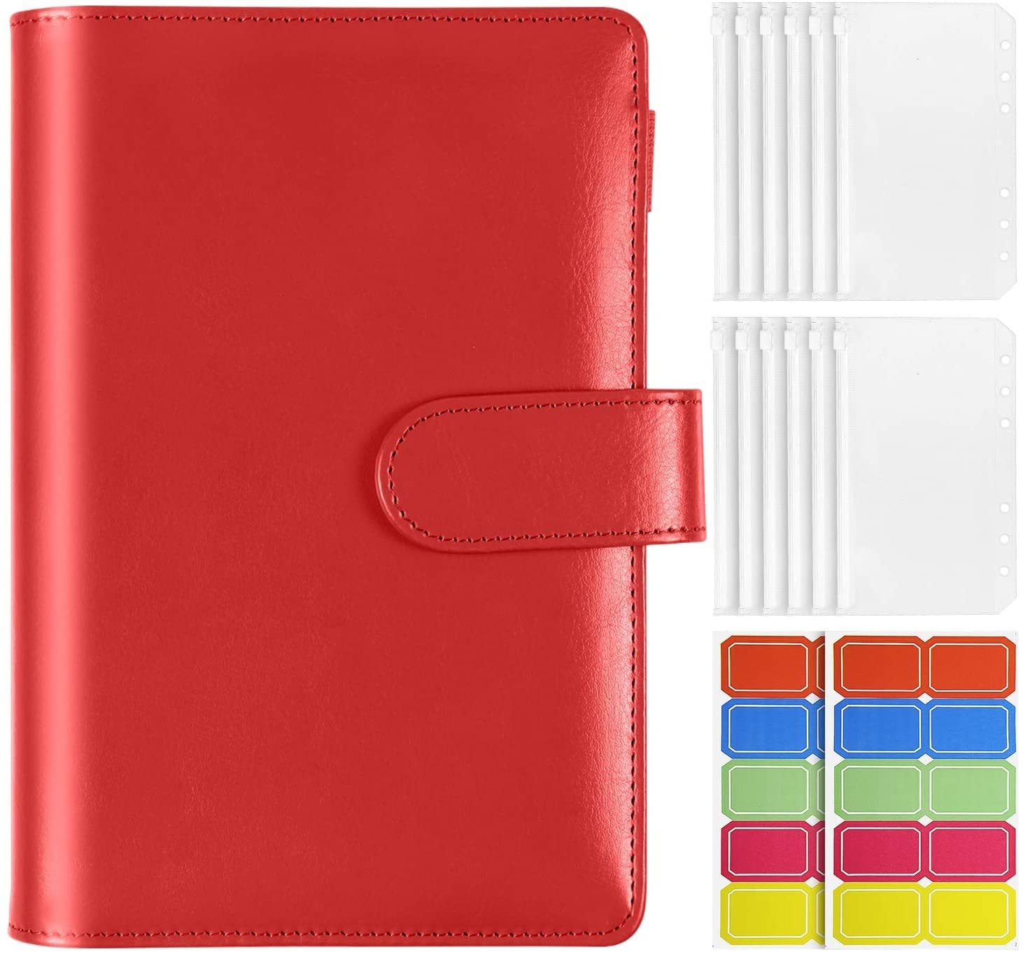 JFDBGU A6 Tasche for raccoglitori in plastica con Copertura del Raccoglitore for Notebook in Pelle, a 6 Anelli Bilanke Binder di Busta con Cerniera a Foglia Sciolta