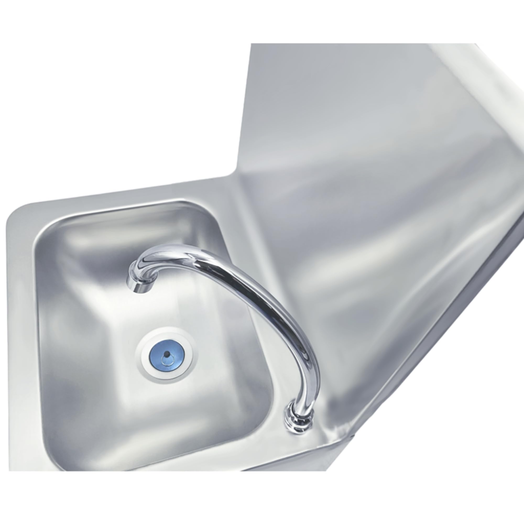 Lave-Mains INOX à Commande Fémorale avec Distributeur de Savon - sans Contact - Eau Froide – Compact