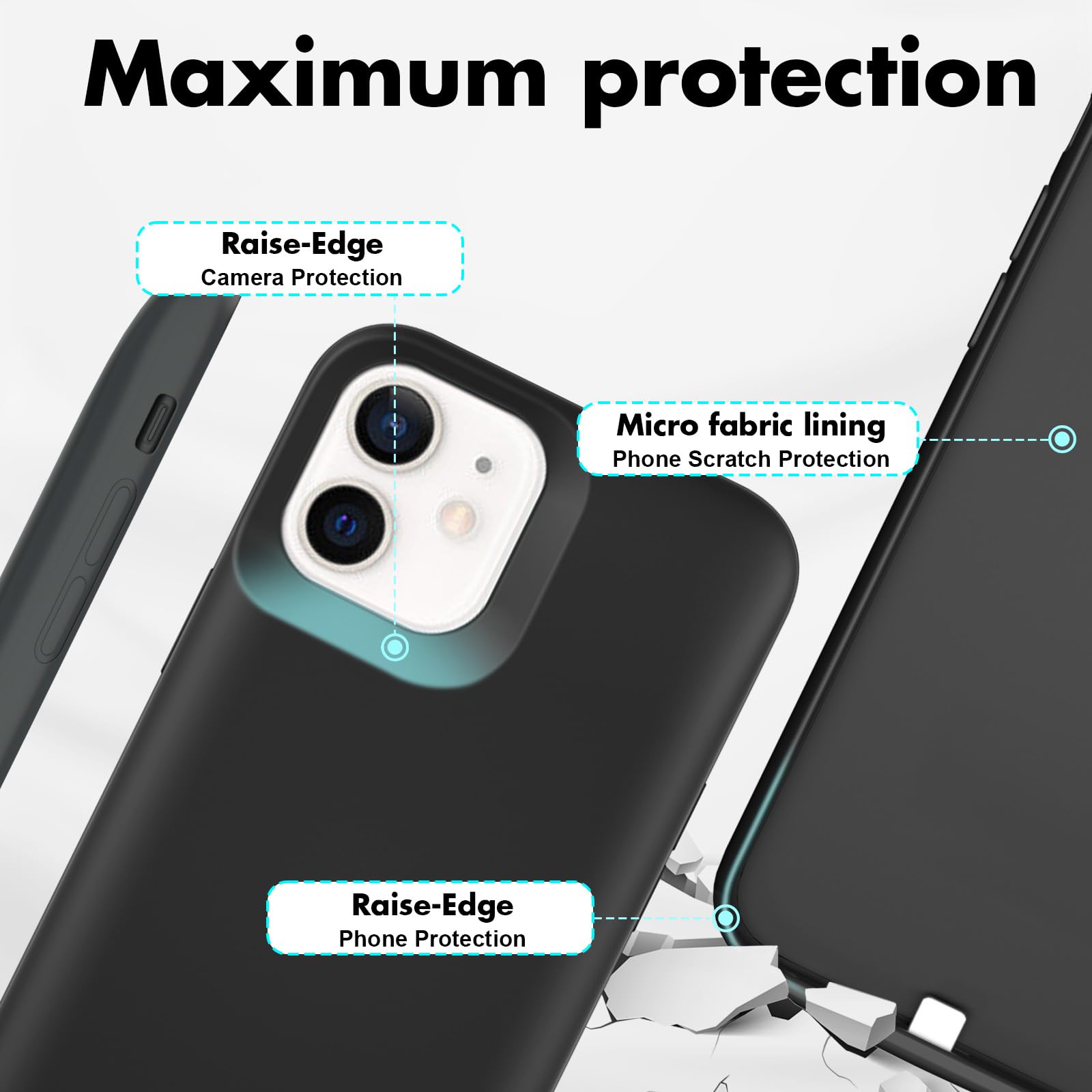 Coque de Batterie pour iPhone 11, Véritable étui de Charge Fin Rechargeable de 8500mAh, Coque de Protection Portable avec Batterie pour iPhone 11, 6,1", Noir
