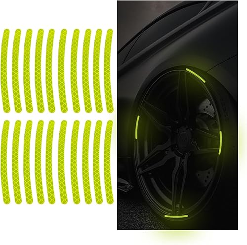 Miniatura 8 de 20 calcomanías reflectantes a rayas para ruedas de automóvil, calcomanías de advertencia de seguridad nocturna para ruedas de automóvil, calcomanías