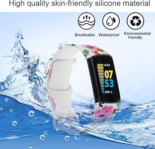 Miniatura 3 de honecumi Correa de repuesto para Fitbit Charge 6 para mujeresFitbit Charge 5, correa de reloj deportivo de silicona suave para Charge 6Charge 5 para