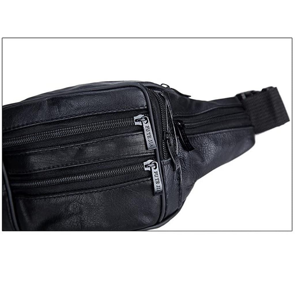 FMURY Fanny Pack męskie skórzane torby na talię torba holograficzna torebka bananowy pasek, Czarny, 33cn*14cm*14cm