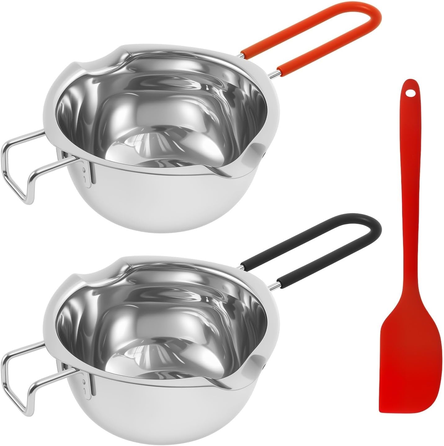 Stainless Steel Double Boiler Pot Melting Bowl 2Pcs 480ml Stainless Steel Double Boiler Pot with Heat Resistant Handle Enduring Melting Bowl