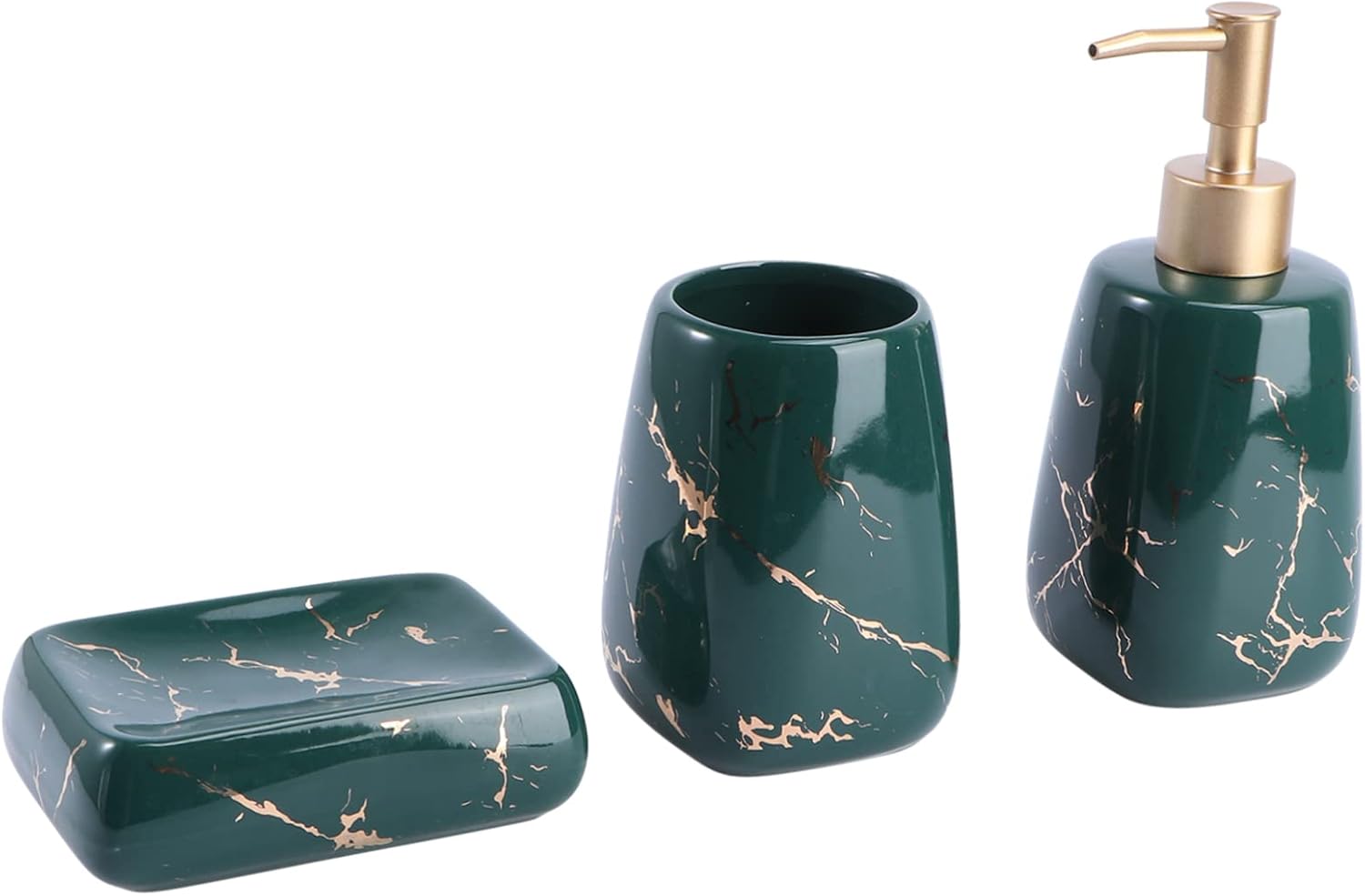 3pcs Bathroom Decor Set Soap Dispenser Toothbrush Cup Soap Dish Lotion Bottle Stylish Accessory Kit Tidy Sanitary