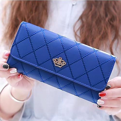 Miniatura 5 de Cartera para mujer, con bloqueo RFID, de gran capacidad, triple pliegue, cartera de cuero larga, organizador de múltiples tarjetas, organizador de