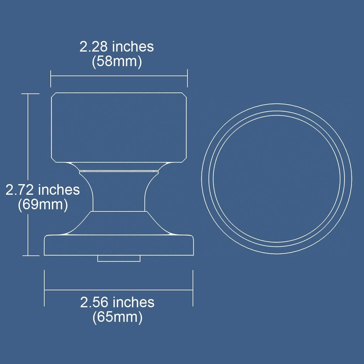 (6 Pack) Privacy Round Crystal Door Knobs Chrome Round Rosette