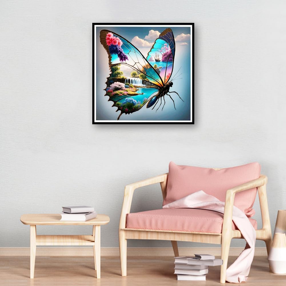 PFFNGPEN Butterfly Diamond Art Kits for Adults, Scenery Diamond Painting image 4