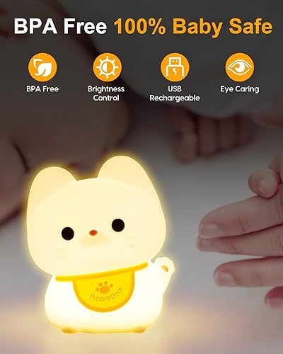 Miniatura 20 de Amaredom Linda luz nocturna de pato, lámpara de pato esponjoso, luz nocturna regulable de silicona, lámpara de noche LED recargable con temporizador