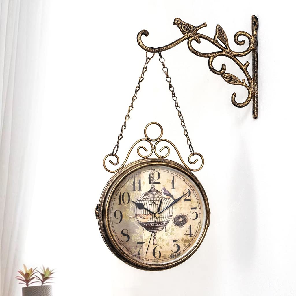 Horloge rétro en métal pour couloir et salon style gare ancienne