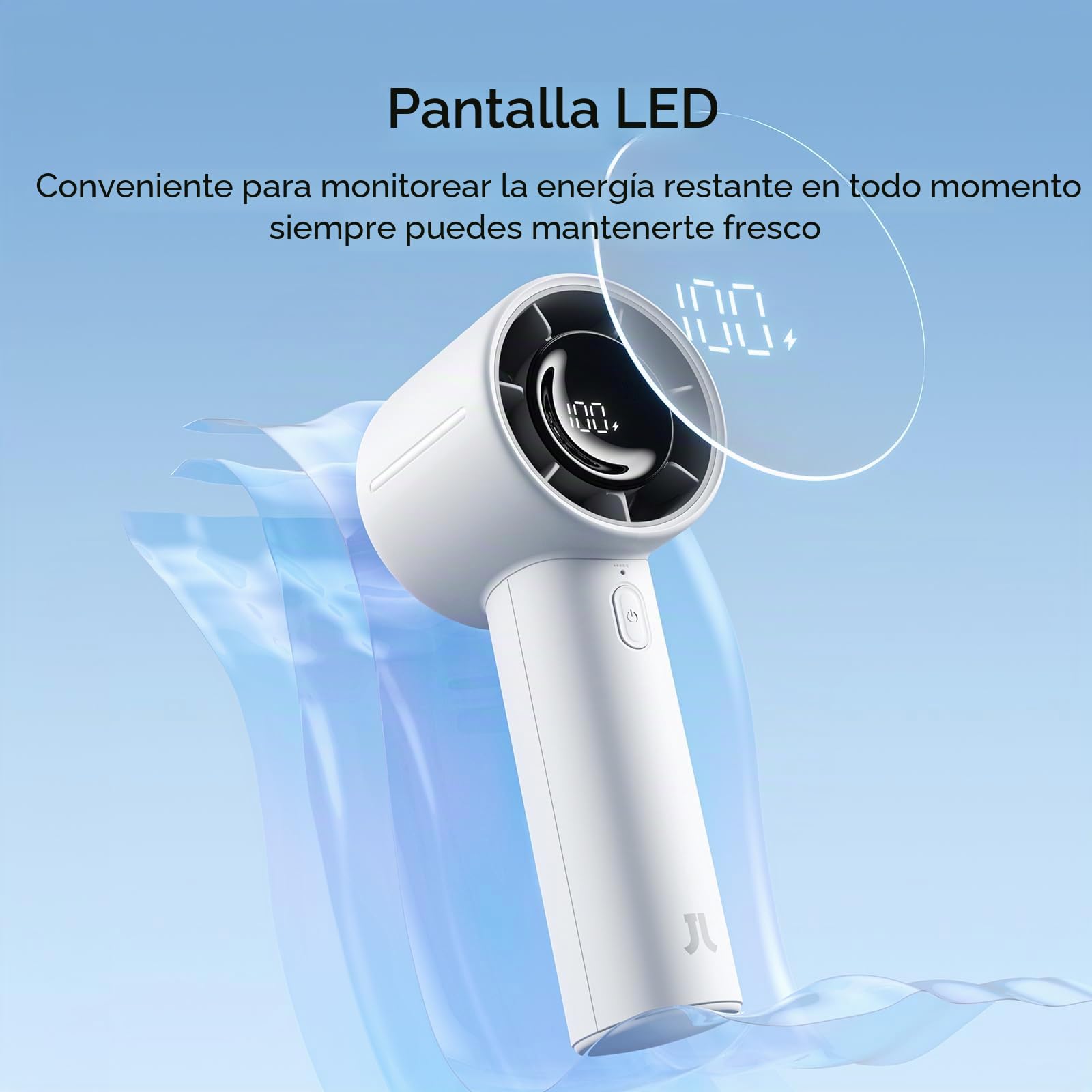JISULIFE Ventilador turbo de mano, ventilador portátil recargable de 5000 mAh, hasta 28 horas de funcionamiento, flujo de aire potente de 5 velocidades, mini ventilador personal para viajes, camping