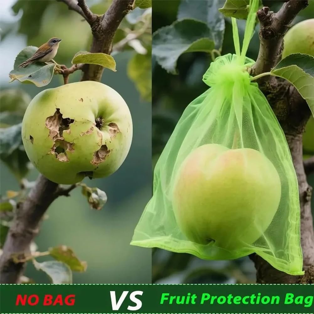 10x15cm Fruit Protection Bags Plant Grow Netting Bag with Drawstring Insect-Proof Anti-Bird Mesh Bag Gauze Pouch Vegetable Cover,200Pcs