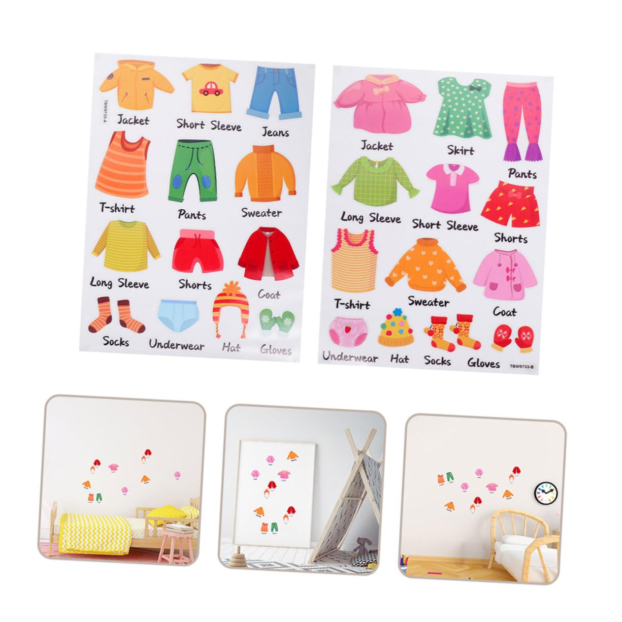 Toddmomy 8 Set adesivi per guardaroba etichetta decalcomanie vestiario guardaroba di abbigliamento vivaio etichette di ordinamento del comò etichette di classificazione dei vestiti pvc