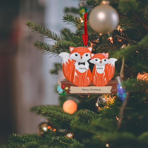 Miniatura 2 de Fox - Adorno para árbol de Navidad de familia de 2 2024  Adorno personalizado de familia de zorro rojo  Adorno de Navidad de pareja de zorros