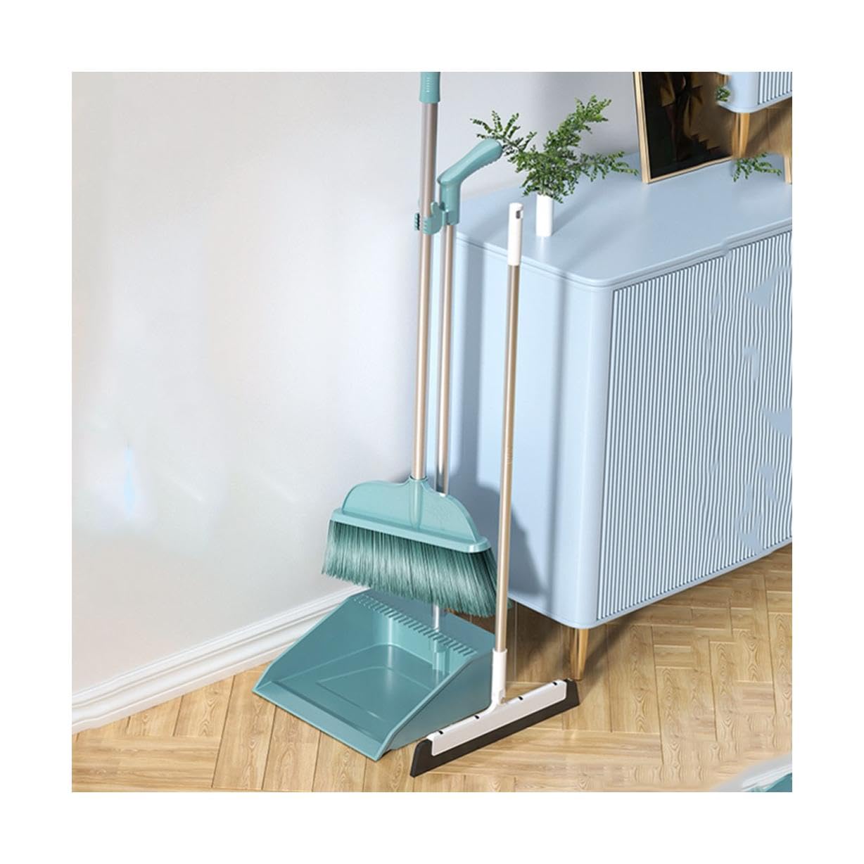 Moderno Paletta e Scopa in Piedi con Materiali per la Pulizia a Manico Lungo Set Combinato Paletta Verticale per la casa Conveniente