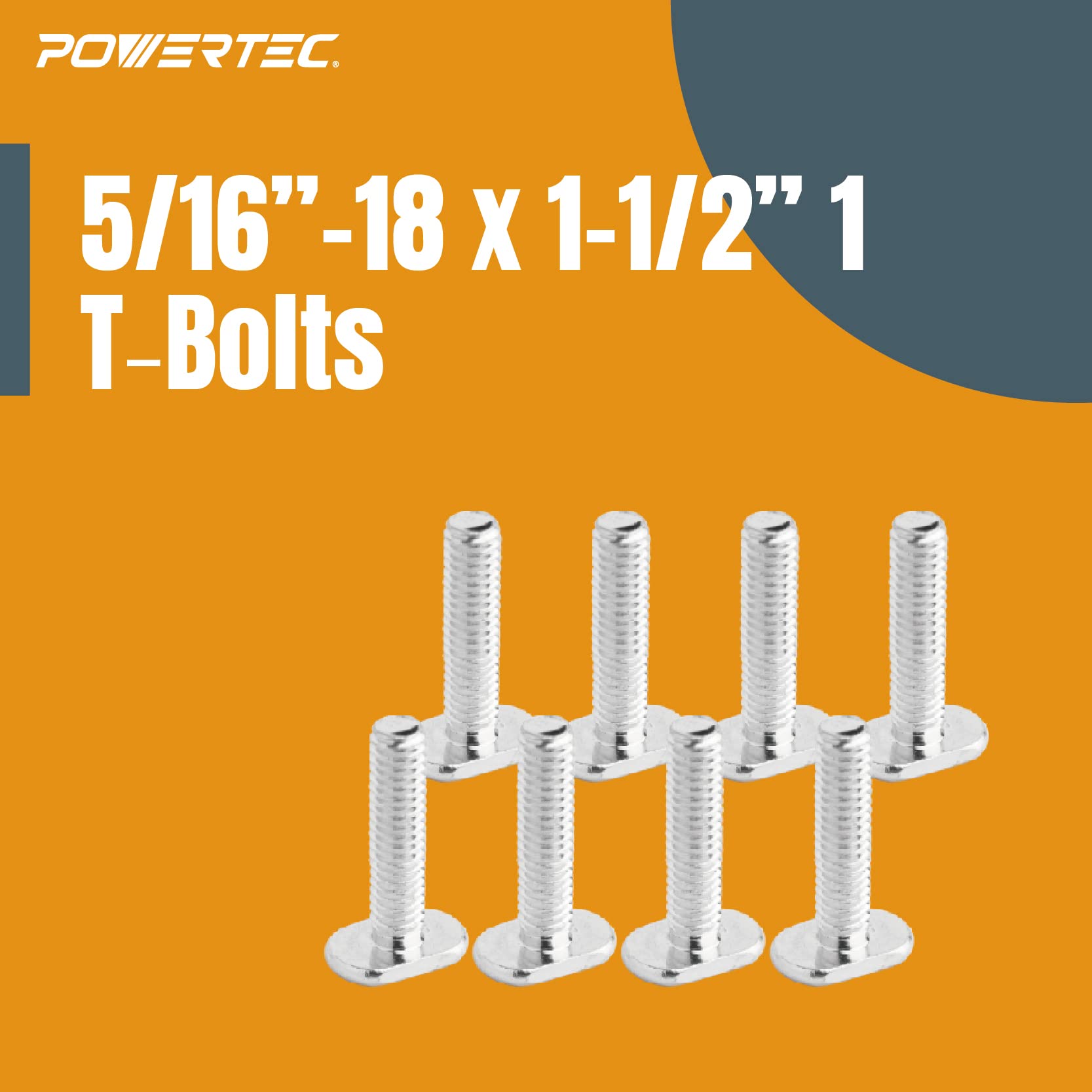 POWERTEC 71482V T-Schienenknauf-Set mit 7-Sterne-Knauf, 5/16-Zoll-18 Gewindebolzen und Unterlegscheiben, 10 Stück, T-Schienen-Schrauben, T-Schienen-Zubehör für Holzbearbeitungsvorrichtungen und