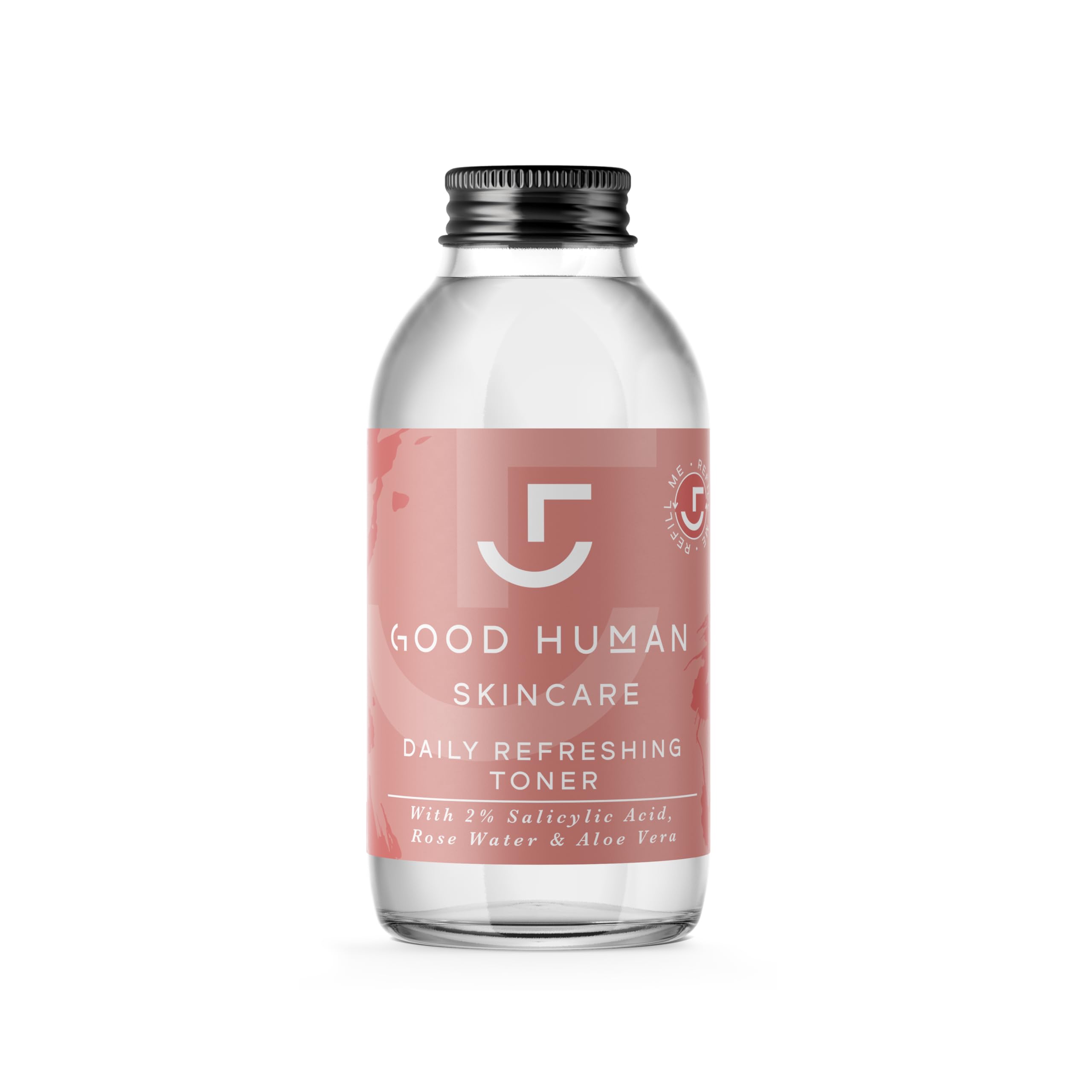 Good Human Salicylic Acid Toner 200ml with Hyaluronic Acid Rose Water and Aloe pH Balancing Pore Minimizing Hydrating Soothing Facial Toner for Oily Acne Prone Sensitive Skin 2% BHA Formula