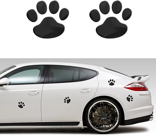 Calcomanía 3D cromada con huella de perro de oso para automóvil, decoración de emblema de automóvil, calcomanías de estilo de huella de vehículo