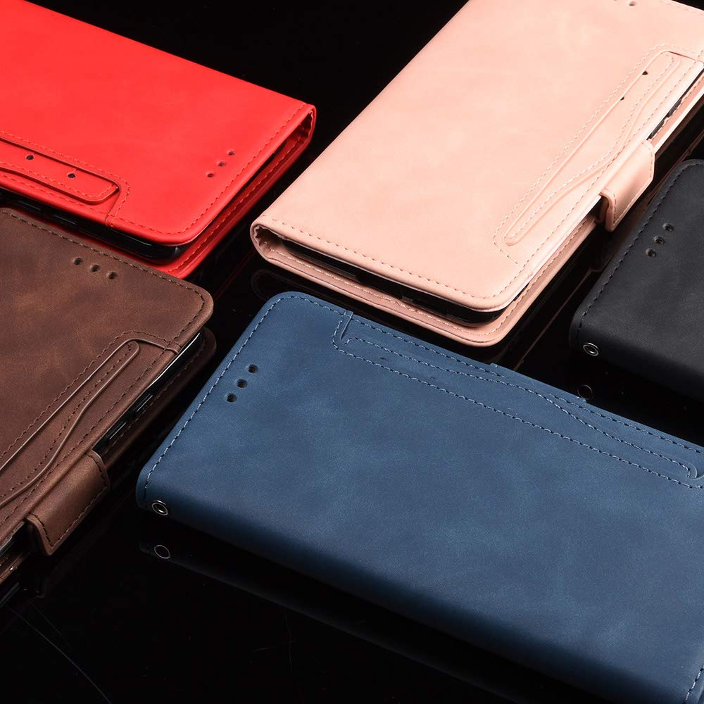 Cover a Libro per OnePlus Nord N100 Flip Cover con chiusura magnetica, tasca con cerniera, in pelle PU,con 7 scomparti per carte di credito, con Cinturino da Polso Magnetica Goffrato Fiore Cover,Rosso