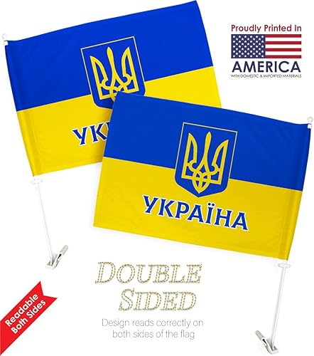 Miniatura 9 de Bandera de Ucrania Para Carros Bandera de automóvil ucraniana para ventana con soporte de poste con decoración de casa de Ucrania, pancarta de