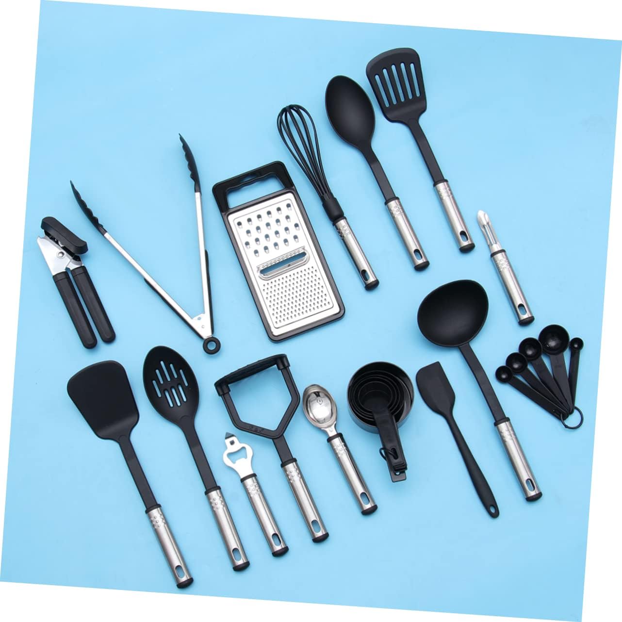 24pcs Non-stick Kitchen Utensil Premium Stainless Steel Cooking Tools for Non-stick Cookware - and Extra Design for Enhanced Control Home Cooking