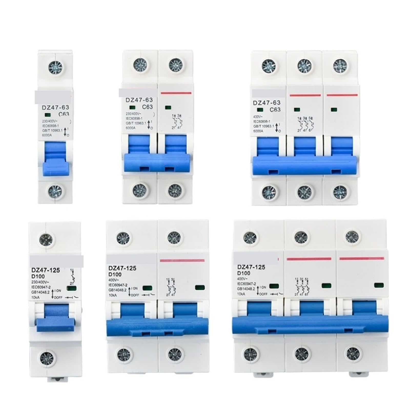 1 szt. DZ47 miniaturowy wyłącznik obwodu domowego C45 63 A 100 A 32 A pojemność montażu na szynie DIN 2P ochrona izolator przełącznika (16A, 1P - 2 szt.)