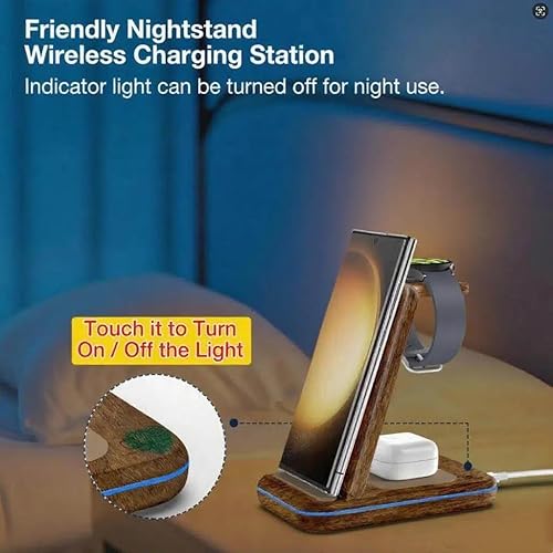 Miniatura 4 de Cargador inalámbrico para SamsungAndroid, HOLYJOY plegable 3 en 1 estación de carga rápidasoportecargador múltiple para Samsung S25 UltraS24Note 20,