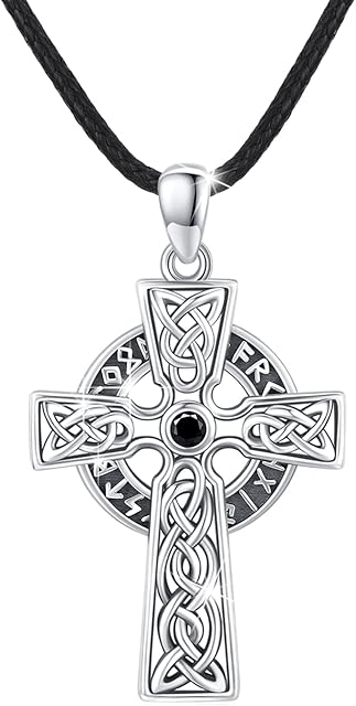 MEDWISE Celtic Cross Necklace 925 Sterling Silver Viking Cross Arrow Sword Necklace Celtic Knot Cross Pendant Celtic Viking Jewellery for Men Son Boys Boyfriend Teenager