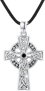 Viking Necklace 925 Sterling Silver Cross Mjolnir Pendant Valknut/Vegvisir/Ouroboros/Wolf/Tree of Life/Celtic Knot/Compass/Urn Necklace Viking Jewelry for Men Women