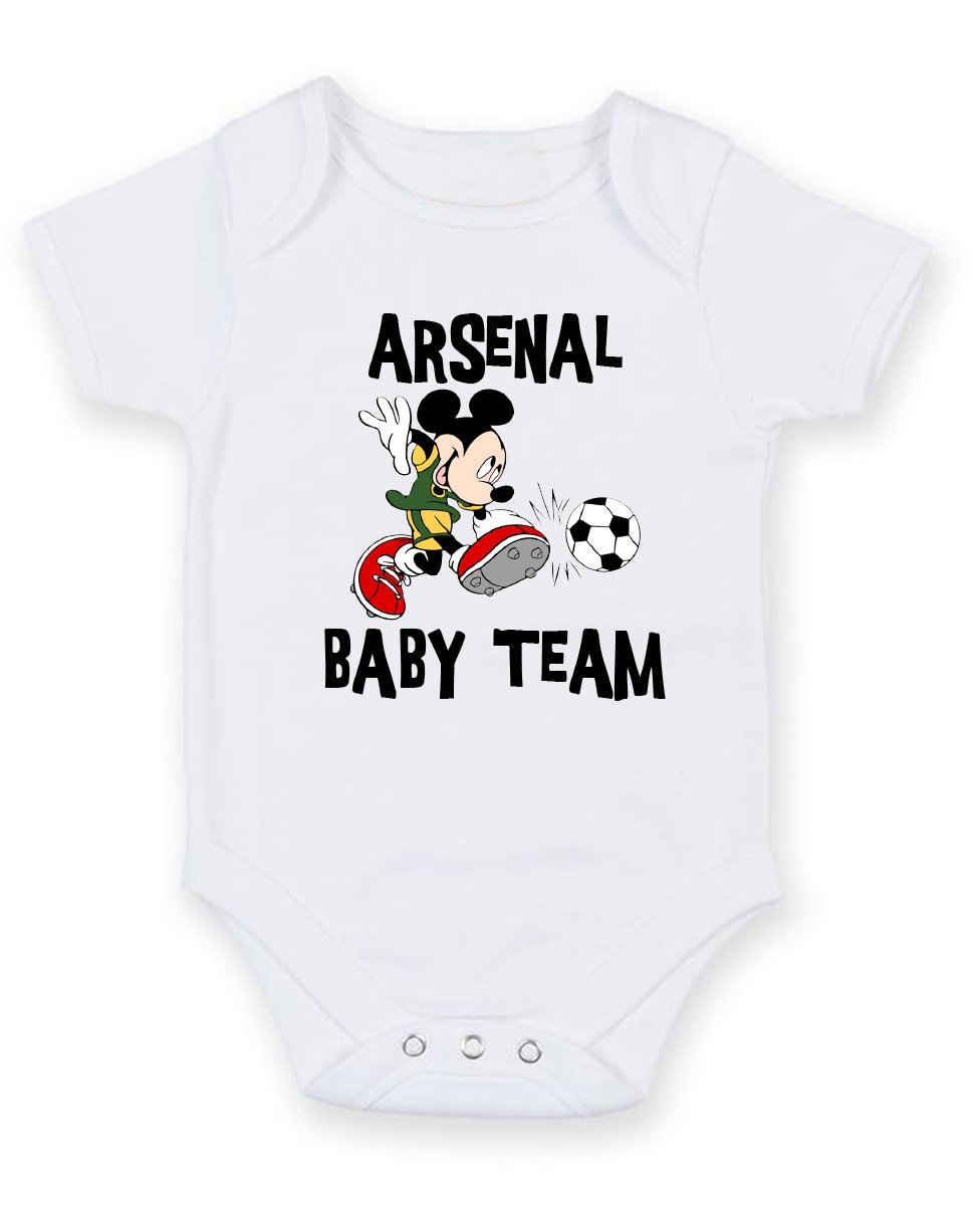 FoxyPrinting Arsenal Baby Team - Personalised Baby Boy Girl Baby VestUnisex Short Sleeve Bodysuit (3-6 months)