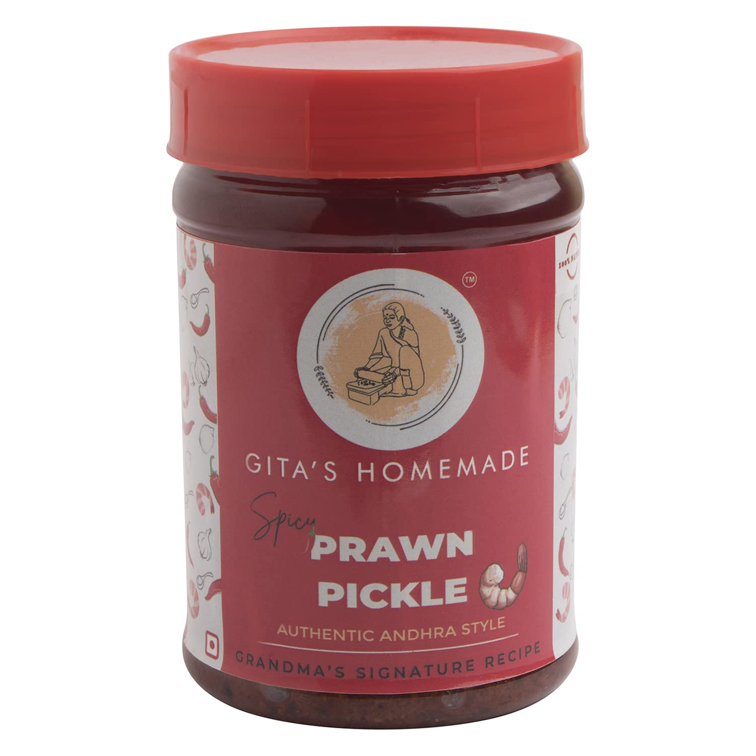 GITA'S HOMEMADE Authentic Andhra Style Spicy Prawn Pickle -250gm
