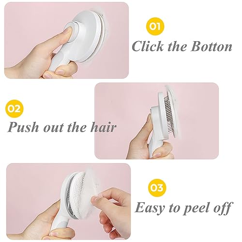 Miniatura 4 de Cepillo deslizante de autolimpieza para perros y gatos, cepillo de pelo de aseo de mascotas, elimina la capa inferior, el cabello suelto, alfombras,