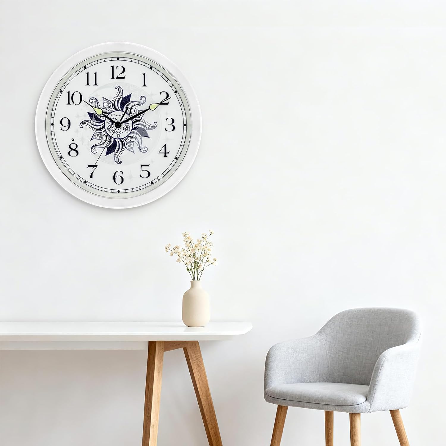 OCEST 13Inch Glow in The Dark Wall Clock, Silent Luminous Night Lighted up Wall Clock, Battery Operated for Bedroom, Bathroom, Living Room, Kitchen Kid Gift