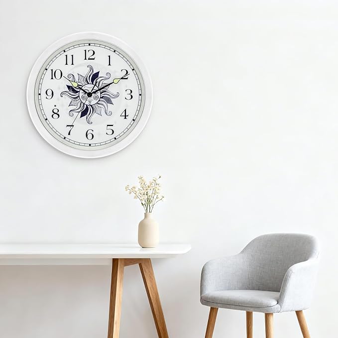 Reloj de pared analógico silencioso 13 pulgadas blanco miniatura 7