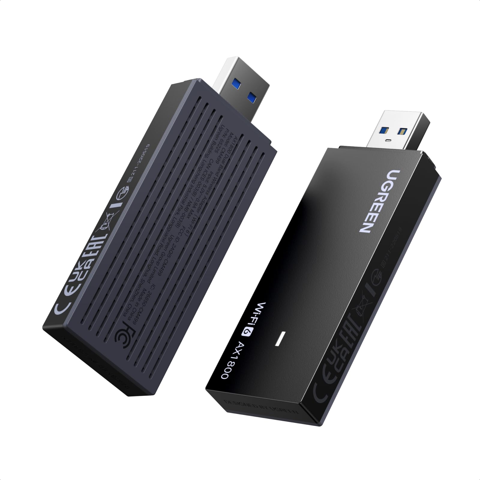 UGREEN Chiavetta USB WiFi 6 AX1800 Potente WiFi USB Doppia Banda 2.4/5GHz | Rete Modalità Soft AP Cifratura WPA3, Driver Integrato, per PC Laptop, Compatibile Windows 11 10