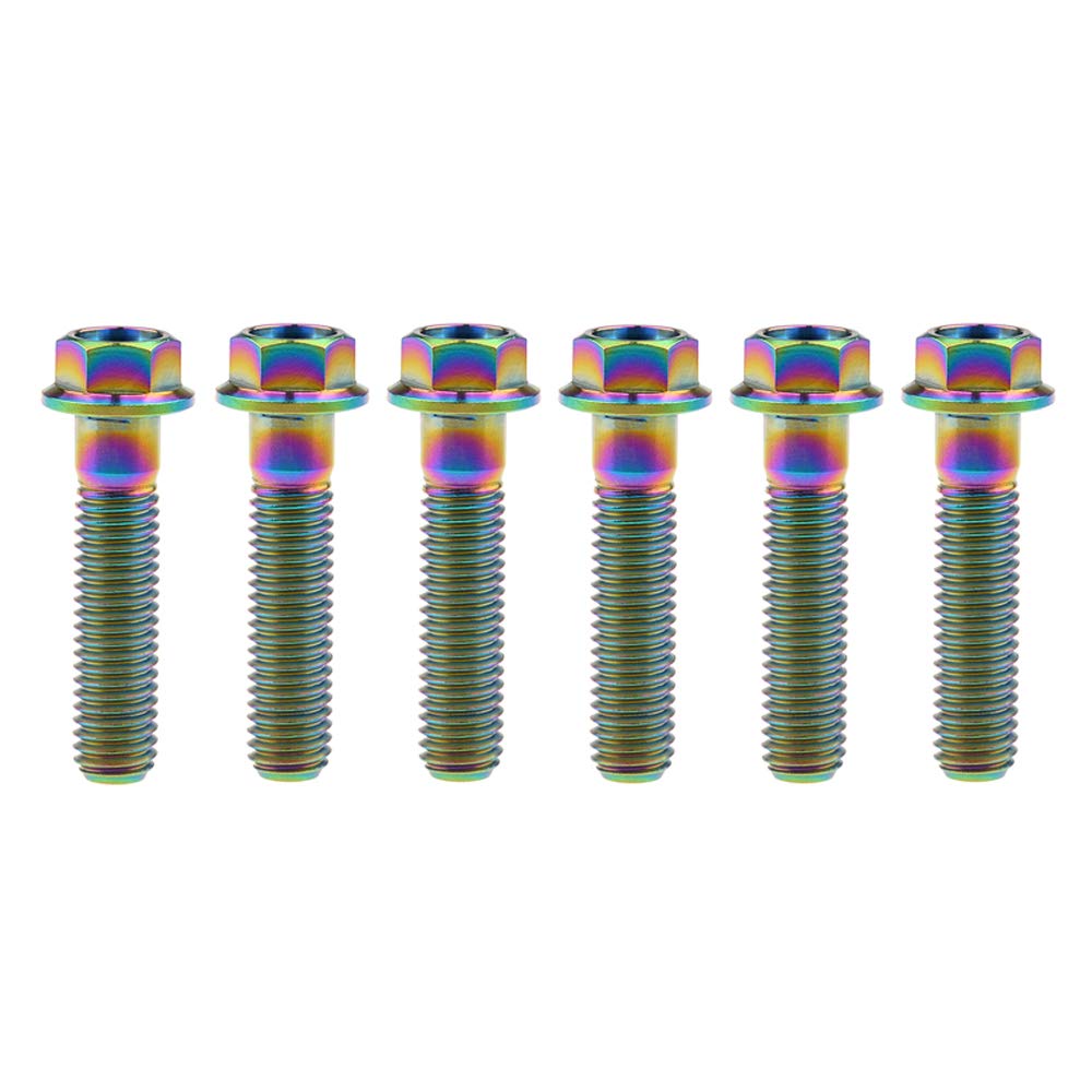 DWAMMEBRS M8x15-65mm Flange Hex Head Screws Pich 1.25mm Pack of 6 for Motorcycle Bike Parts(Rainbow,M8x35mm)